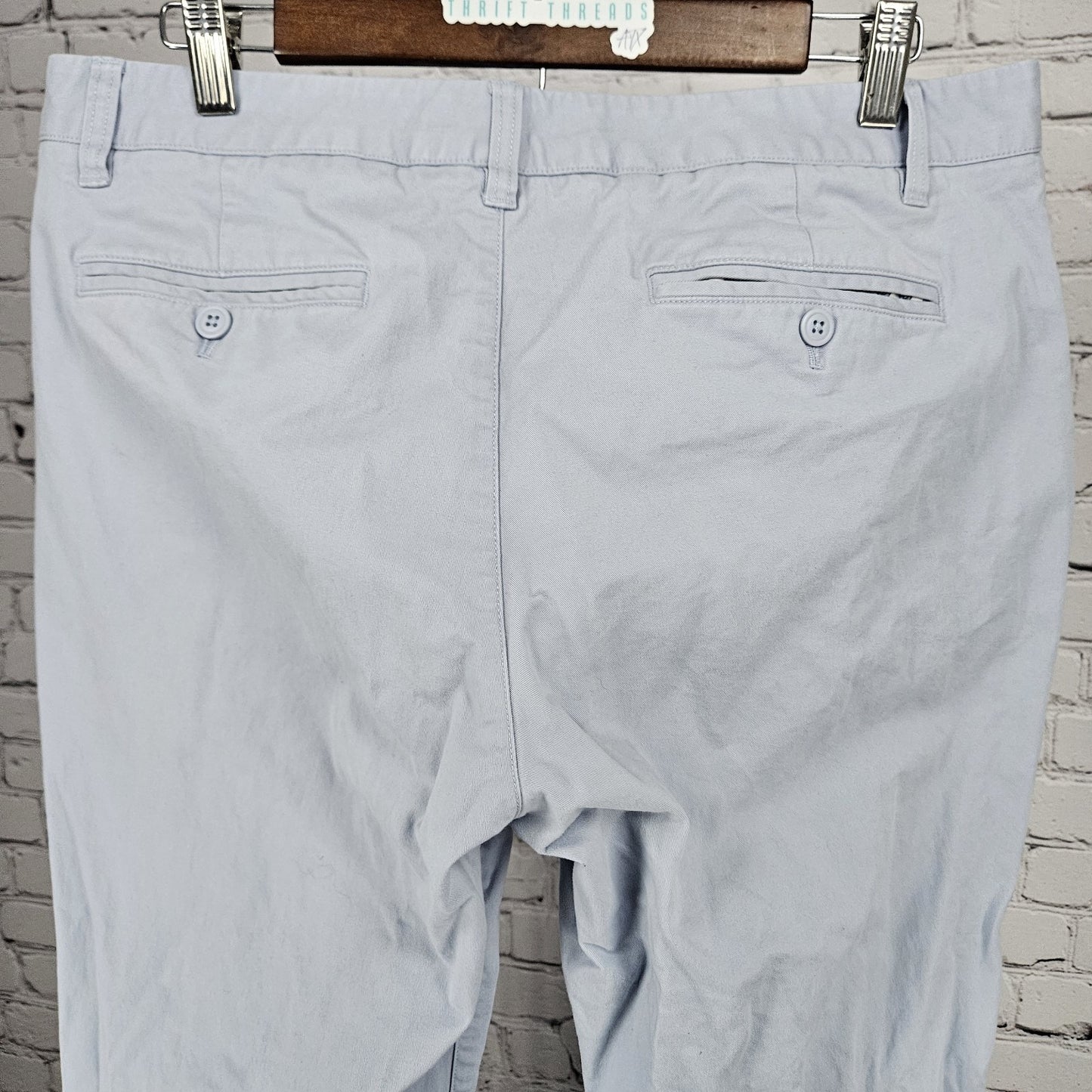 Bonobos Blue Straight Leg Cotton Stretch Flat Front Mid Rise Chino Pants 35x32