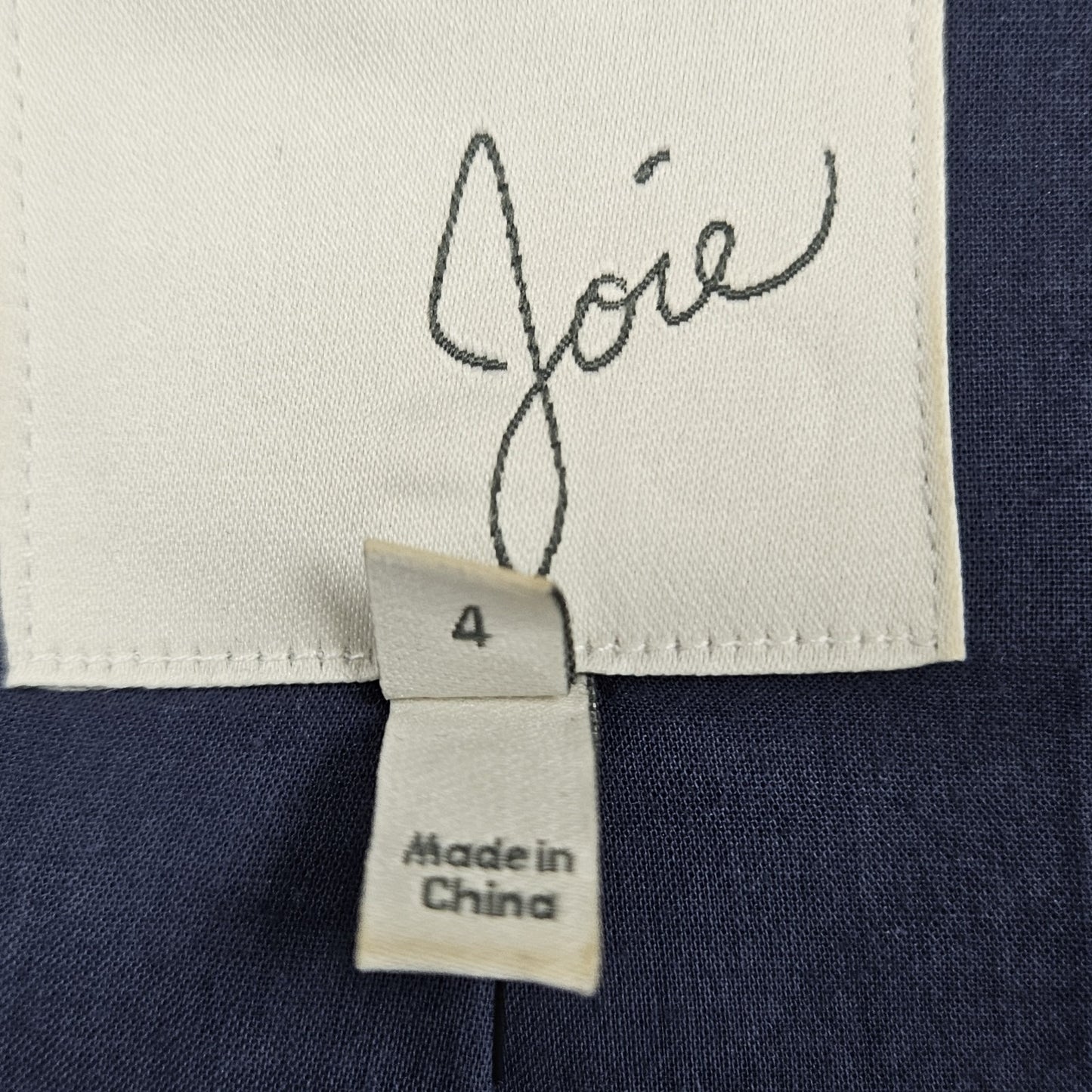 Joie Blue 100% Linen Open Front Cotton Lined Vented Notch Blazer Jacket 4