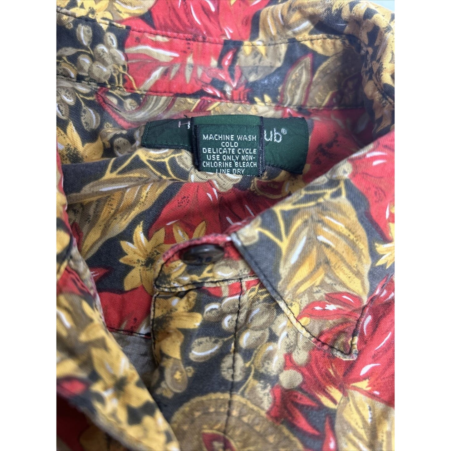 VTG Hunt Club Floral Cropped Tie Front Button Up Collared Short Sleeve Shirt M
