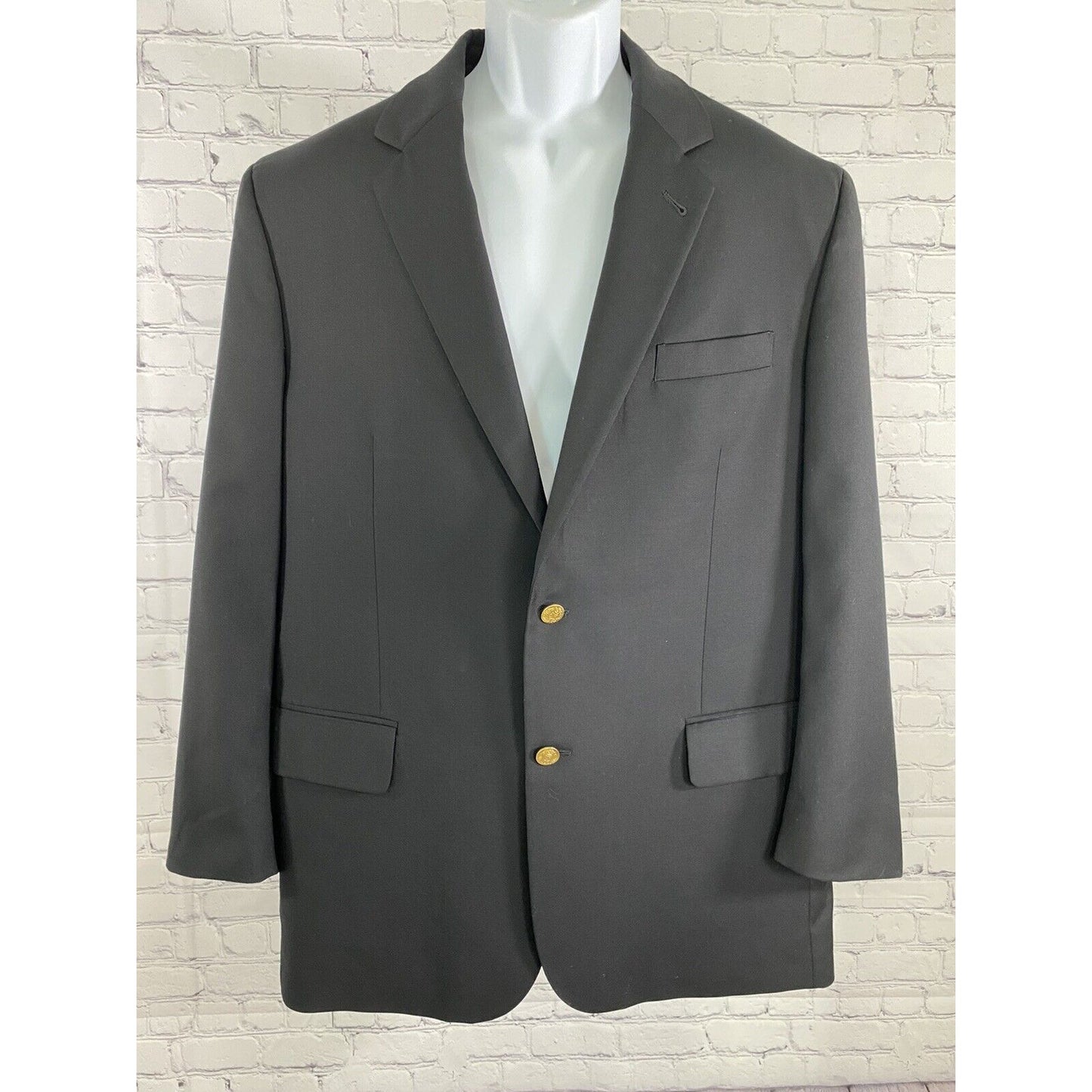 Jos A Bank Black Wool Gold Two Button 2B Signature Collection Blazer Jacket 43R