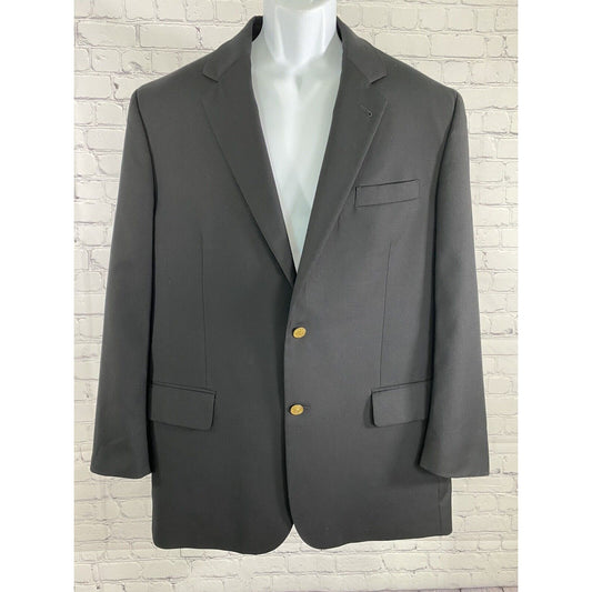 Jos A Bank Black Wool Gold Two Button 2B Signature Collection Blazer Jacket 43R
