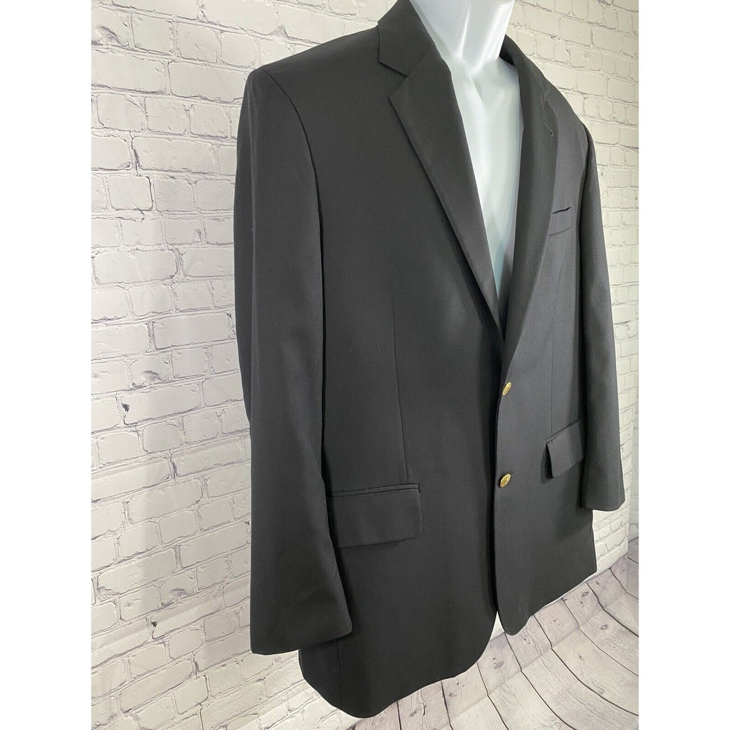 Jos A Bank Black Wool Gold Two Button 2B Signature Collection Blazer Jacket 43R