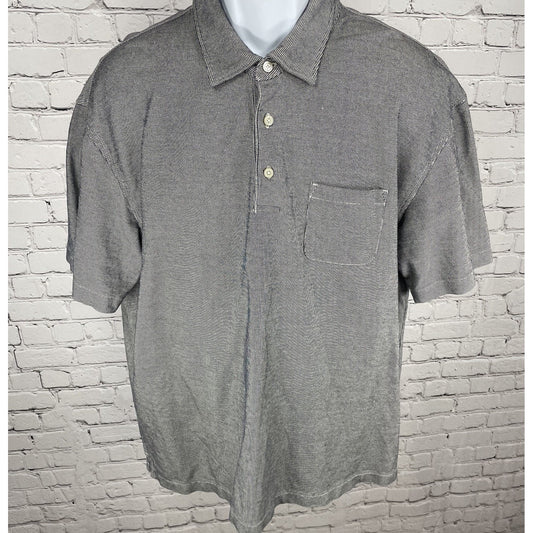 Jos A Bank Grey Traveler Short Sleeve Buttoned Polo Shirt Pocket Collar Size XXL