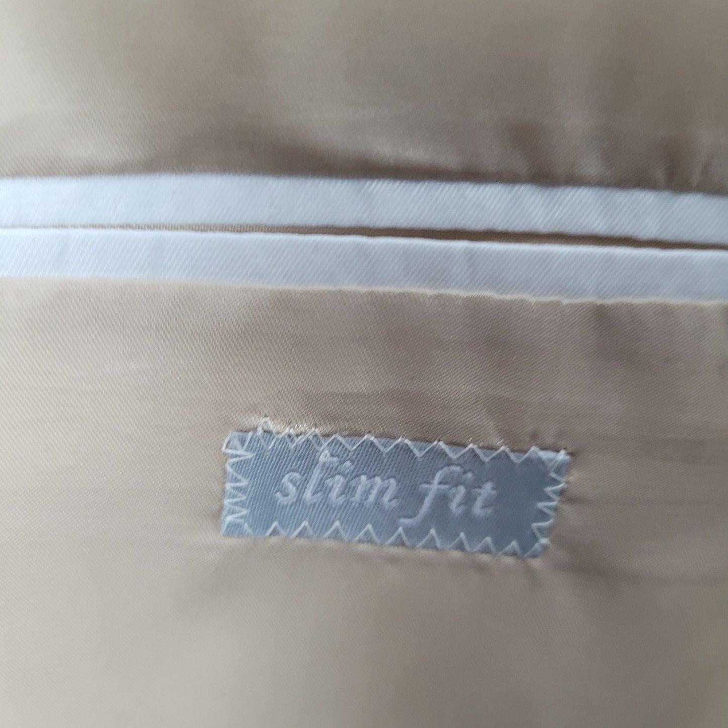 Rossi Man Cream Beige Slim Fit Full Suit 1 Button Peak Jacket 50 Pants 43x35