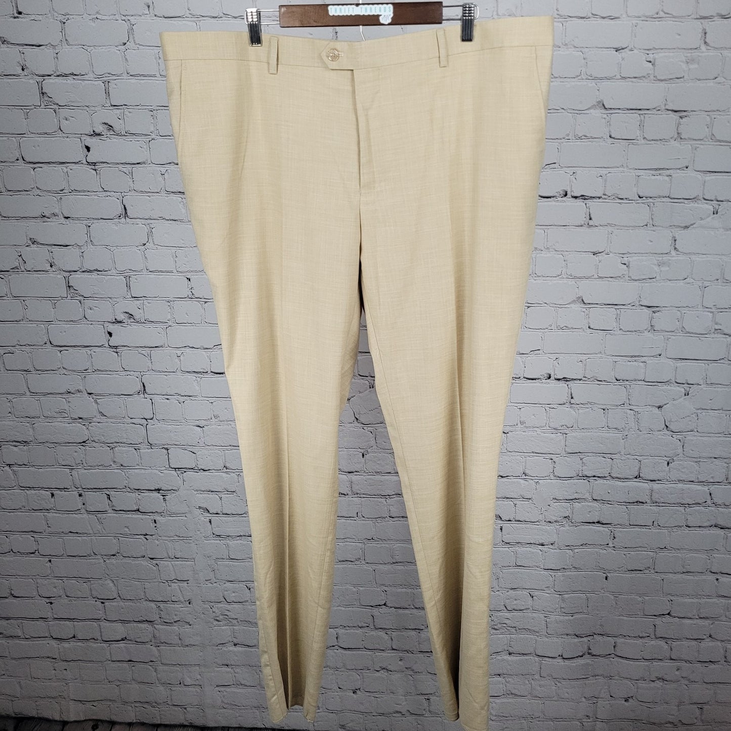 Rossi Man Cream Beige Slim Fit Full Suit 1 Button Peak Jacket 50 Pants 43x35