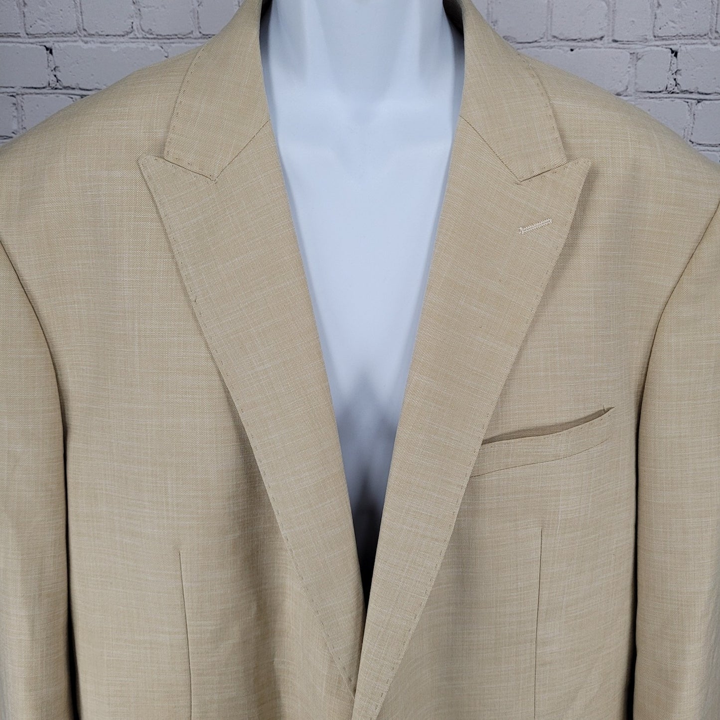 Rossi Man Cream Beige Slim Fit Full Suit 1 Button Peak Jacket 50 Pants 43x35