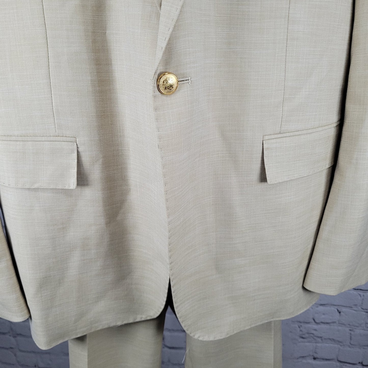 Rossi Man Cream Beige Slim Fit Full Suit 1 Button Peak Jacket 50 Pants 43x35