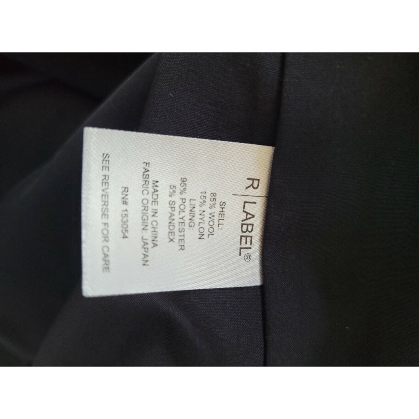 R Label Black Wool Blend Notched Peacoat Blazer Jacket Pockets Women’s Size L