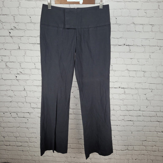Duca d' Andrea Black Mid Rise Wide Leg Dress Pants Italy Made Size 6 (30x34)