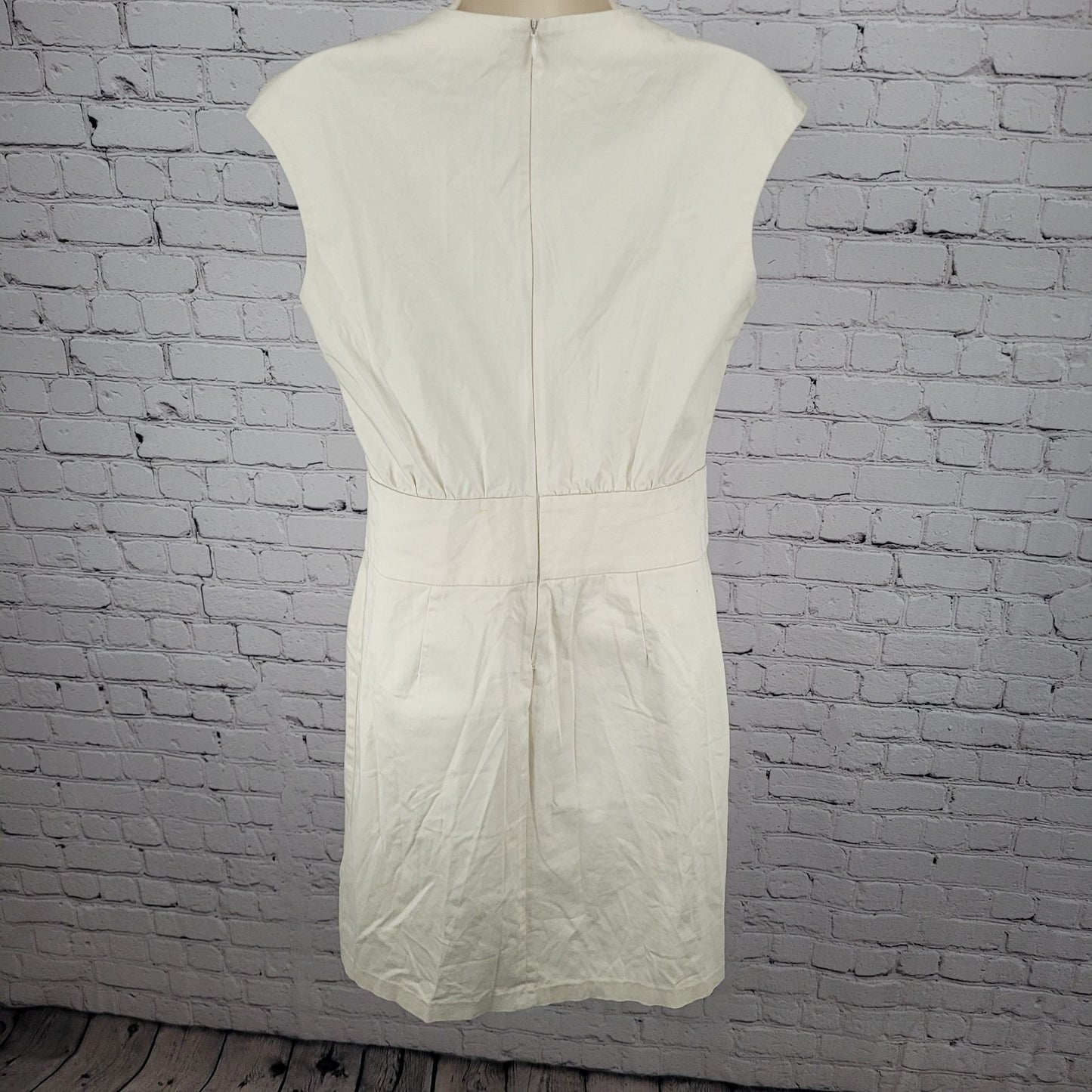 Sisley Ivory Cotton Stretch Sleeveless A Line Dress Italy Made Size Medium M