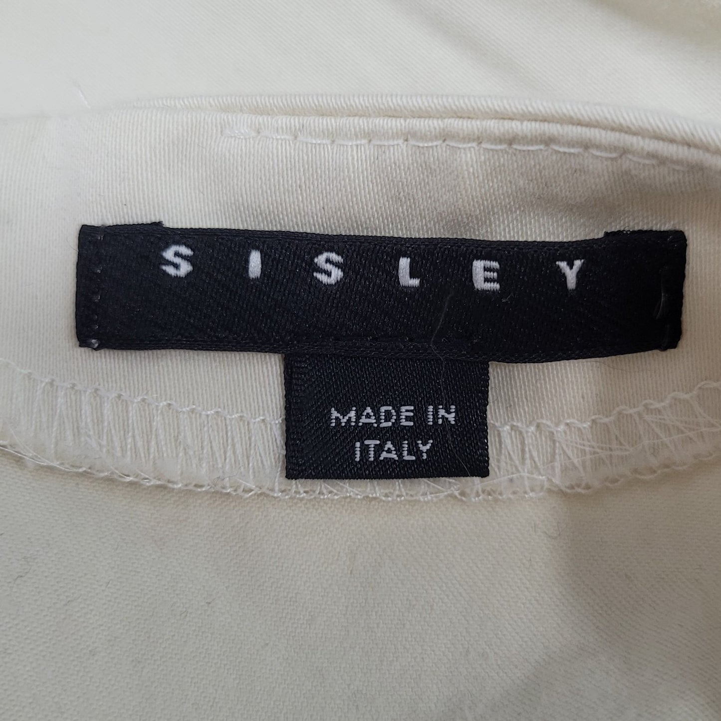 Sisley Ivory Cotton Stretch Sleeveless A Line Dress Italy Made Size Medium M