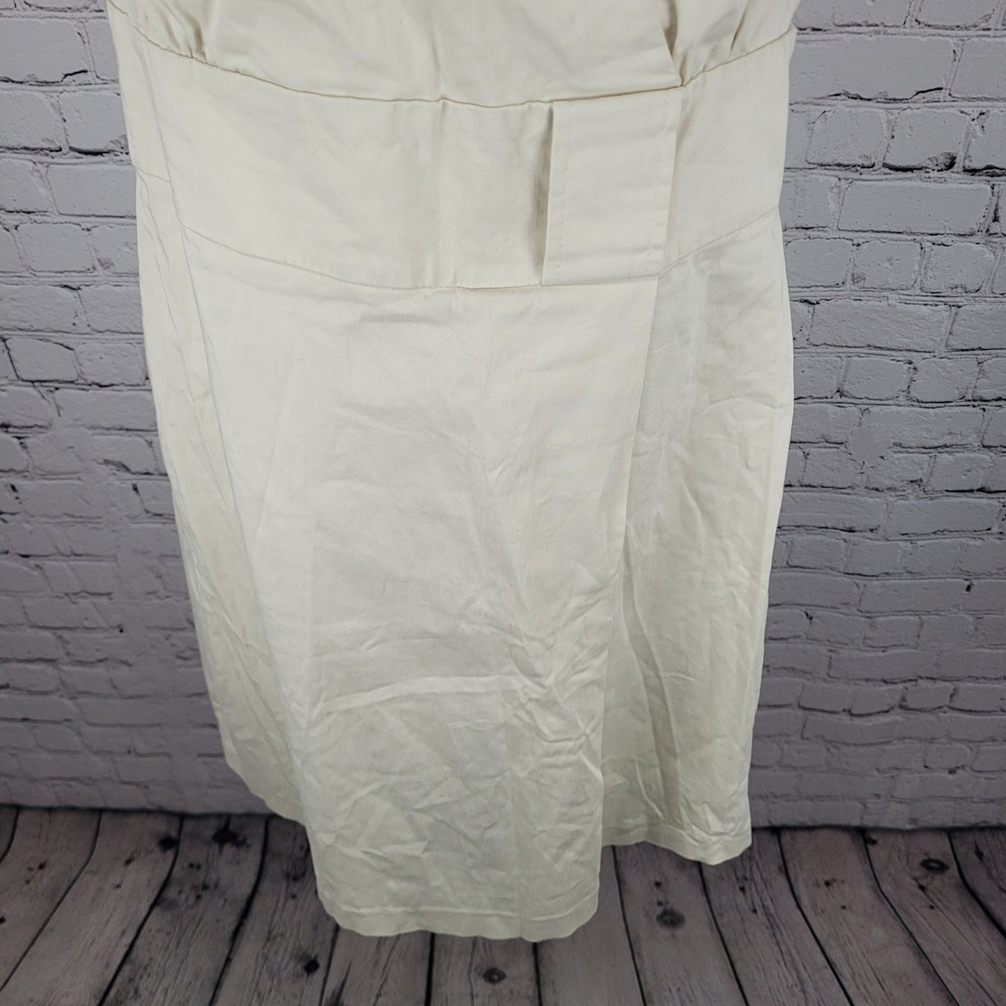 Sisley Ivory Cotton Stretch Sleeveless A Line Dress Italy Made Size Medium M