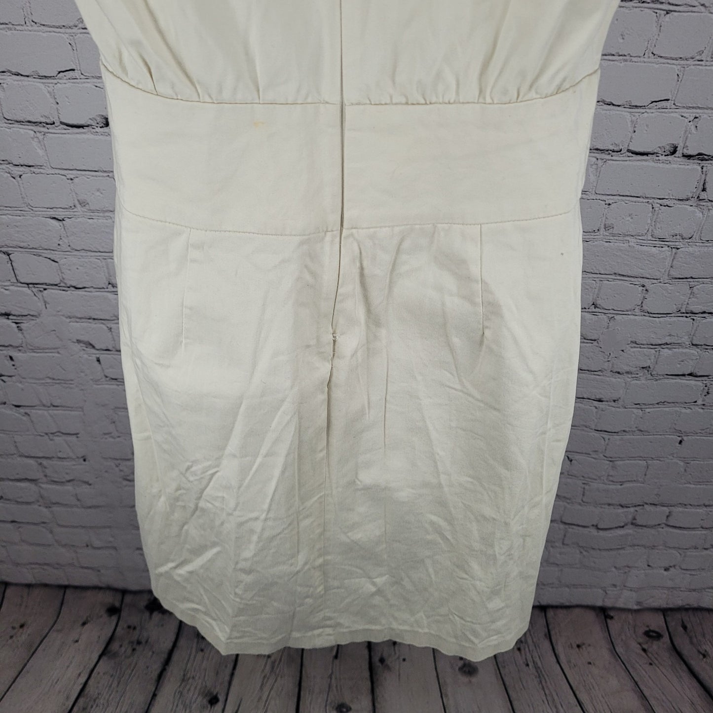 Sisley Ivory Cotton Stretch Sleeveless A Line Dress Italy Made Size Medium M
