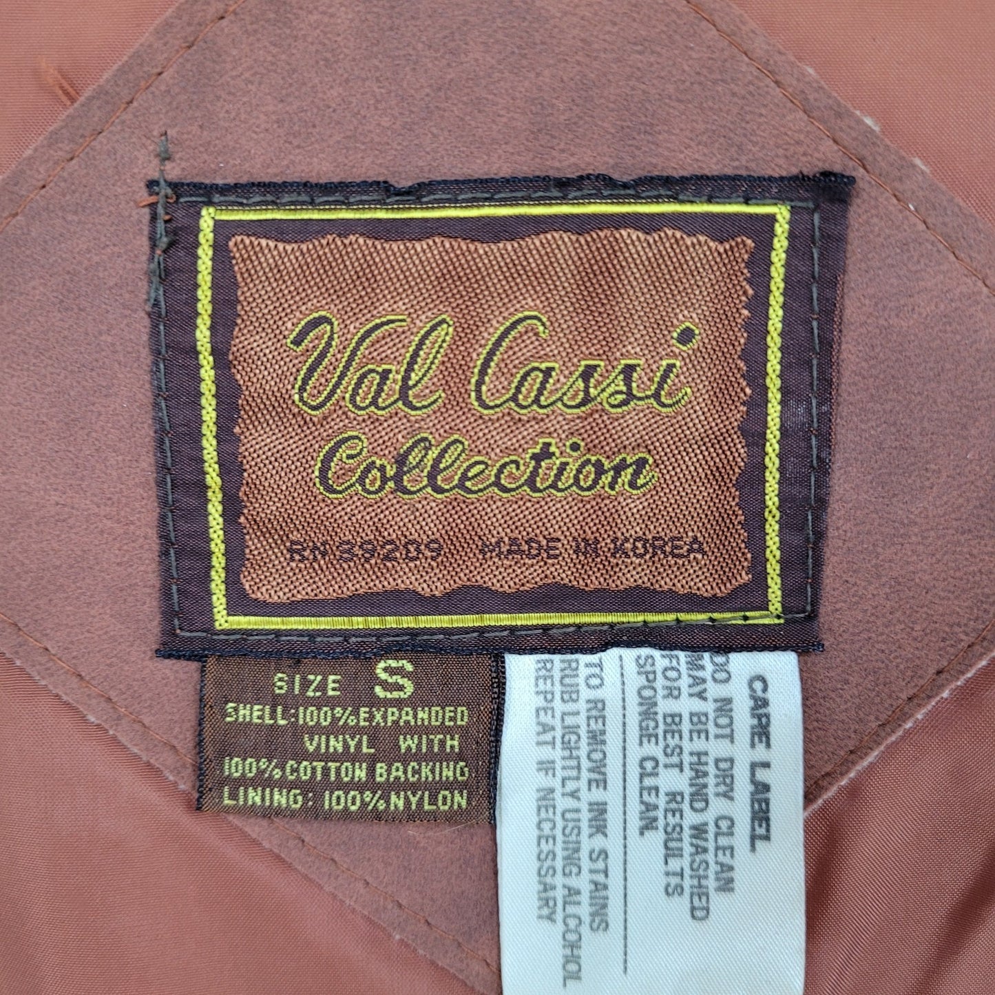 VTG Val Cassi Brown Vinyl Western Retro Snap Up Lined Jacket Size Small S