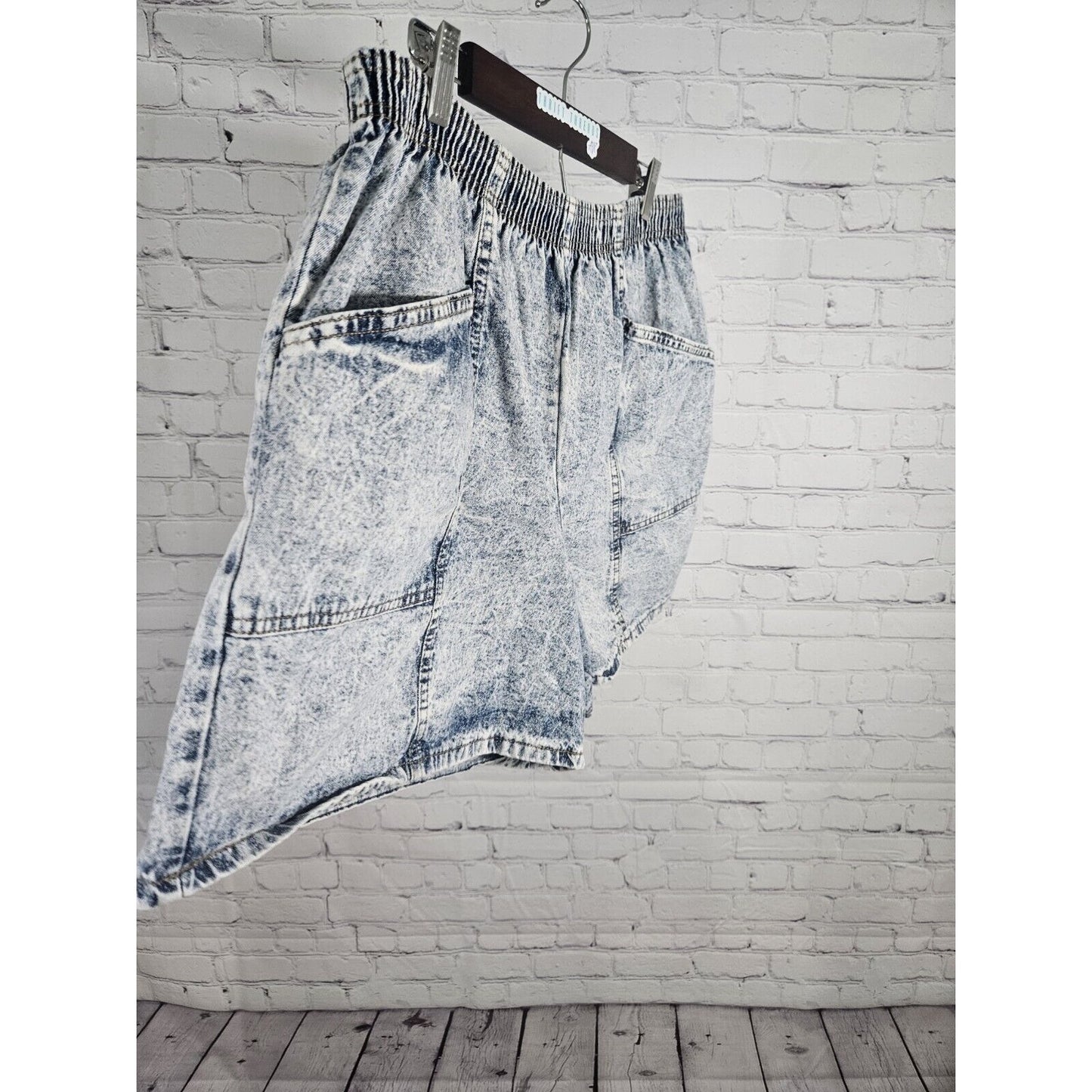 Vtg Boca Chica High Rise Acid Wash Scrunched Elastic Waist Shorts Pockets 18