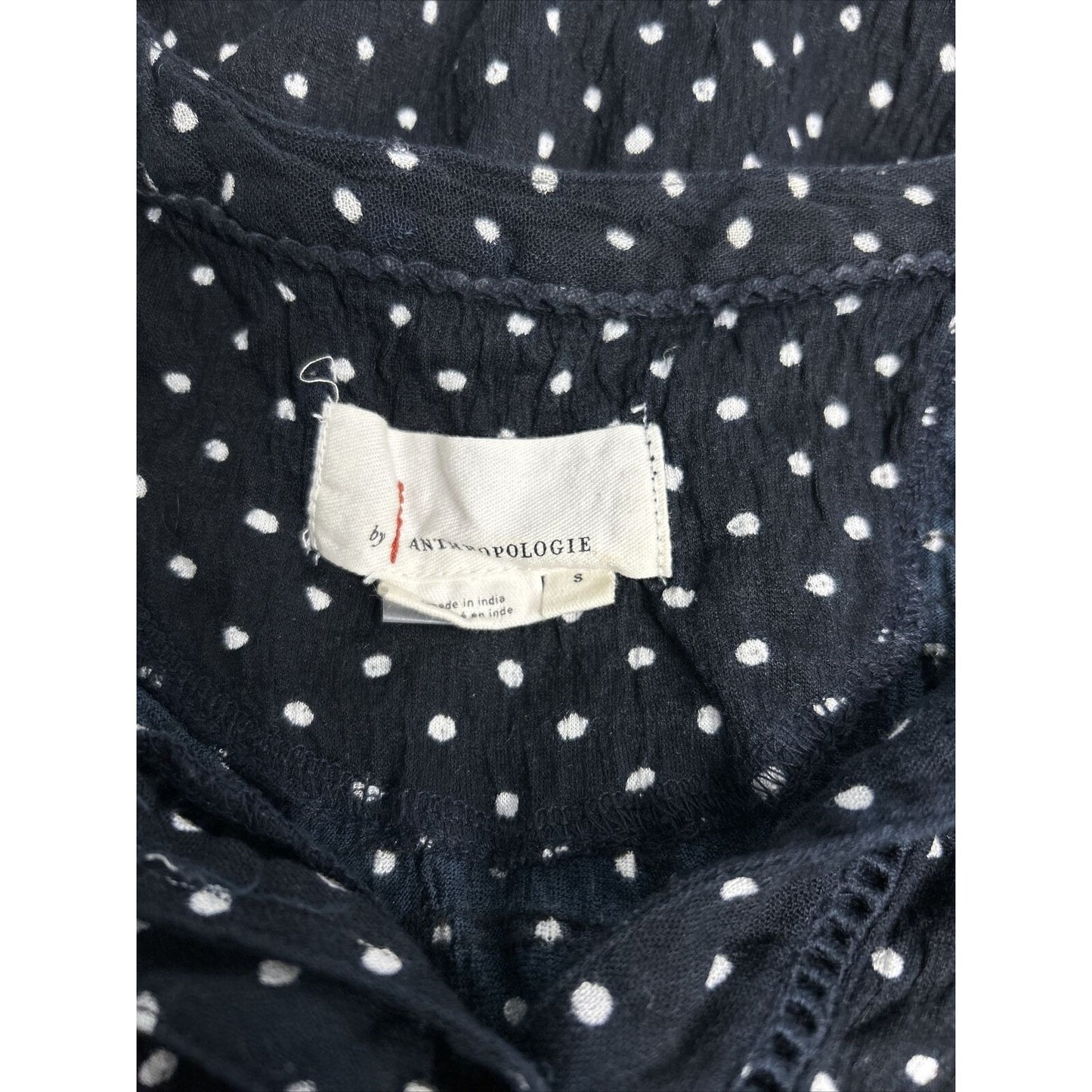 Anthropologie Black White Polka Dot Sleeveless Button Front Short Dress Women’s S