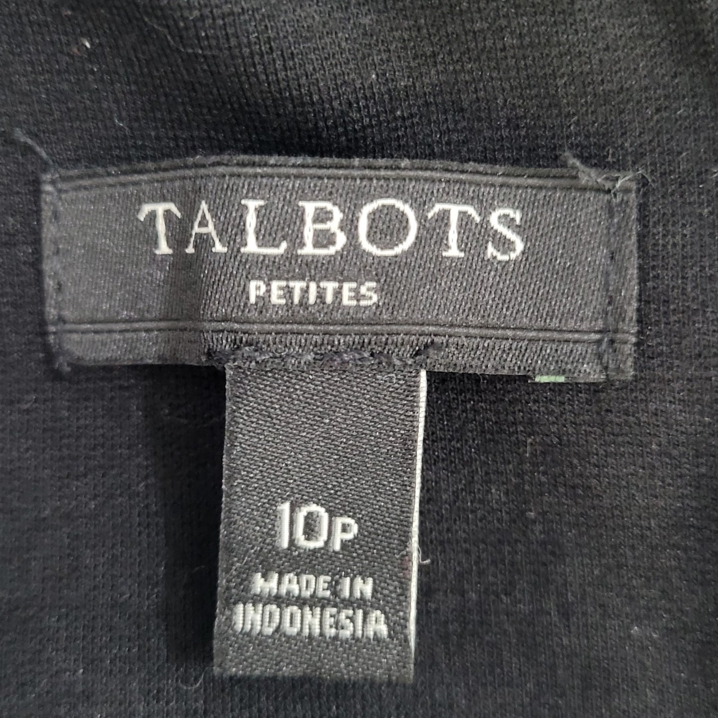 Talbots Black Sleeveless Sheath Stretch Zip Knee Length Dress Size 10P