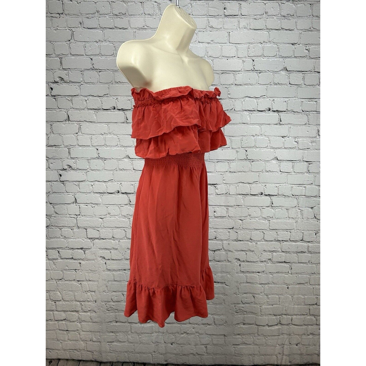 Rebecca Taylor Hot Pink Ruffle Accent Strapless 100% Silk Summer Dress 2