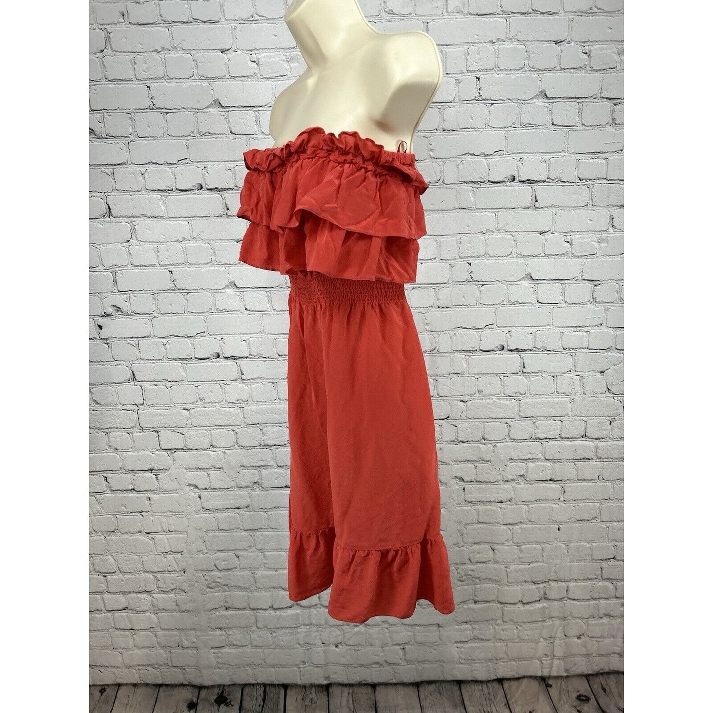 Rebecca Taylor Hot Pink Ruffle Accent Strapless 100% Silk Summer Dress 2