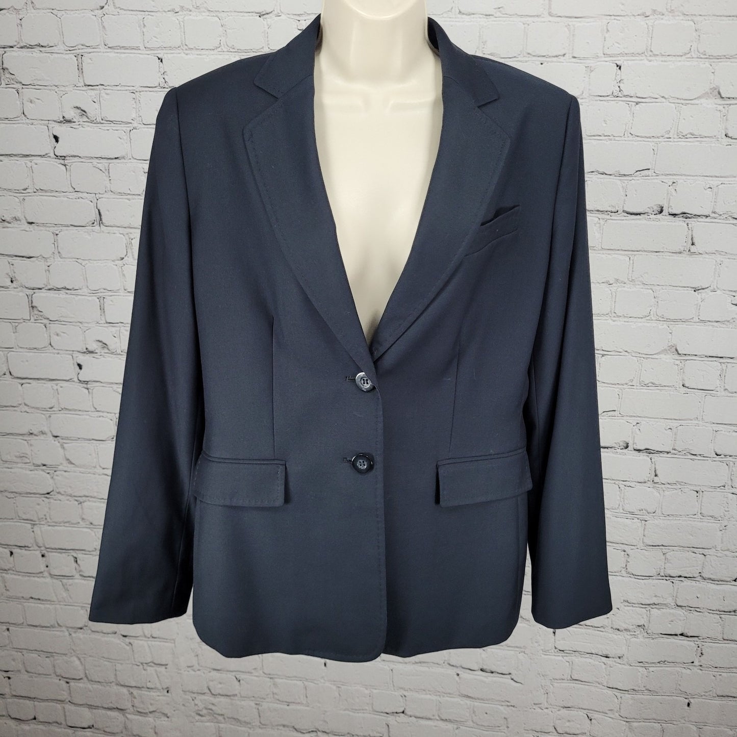 Anne Klein Suit Dark Navy 2 Button Vented Notch Lined Blazer Suit Jacket 12