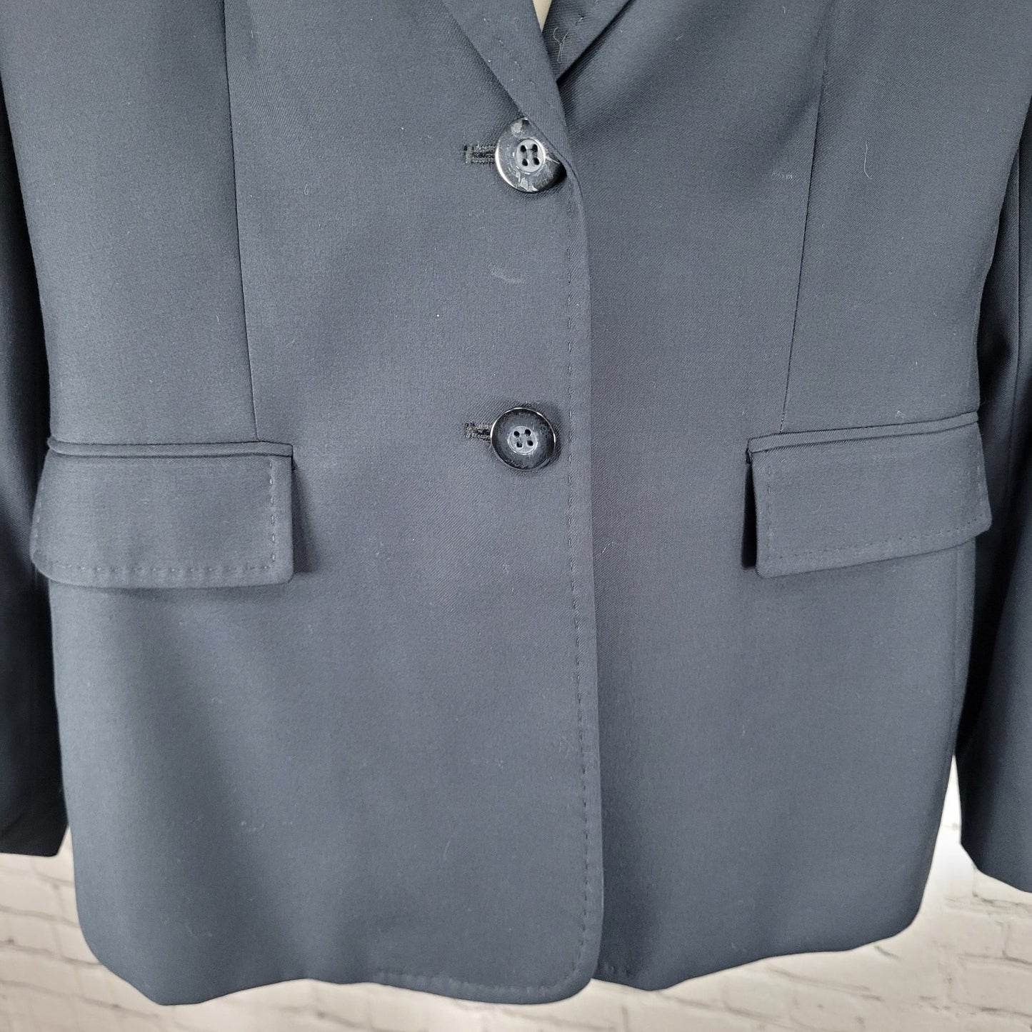 Anne Klein Suit Dark Navy 2 Button Vented Notch Lined Blazer Suit Jacket 12