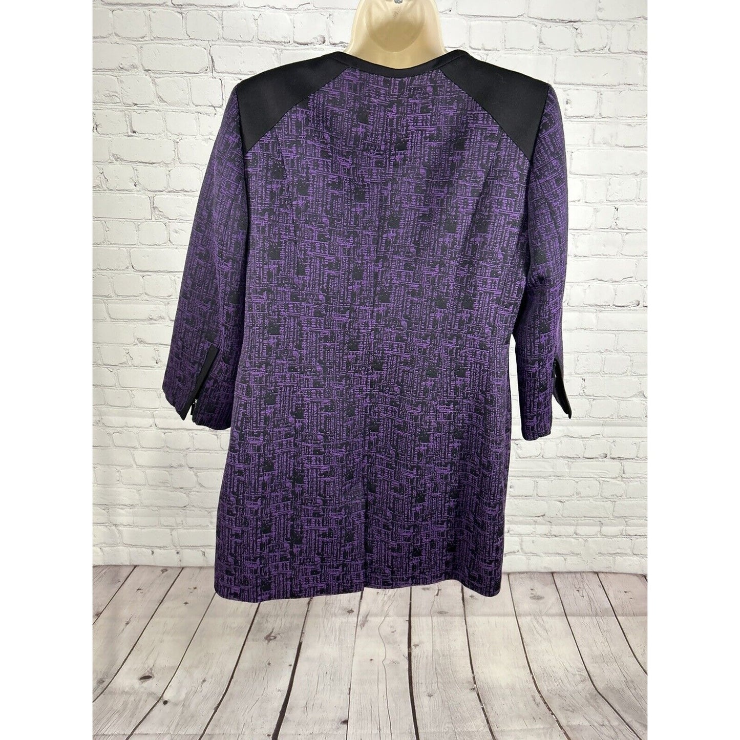 Mary Kay By Twin Hill Purple Black Zip/ Inner Pockets Long Zip Sleeve Blazer 10P