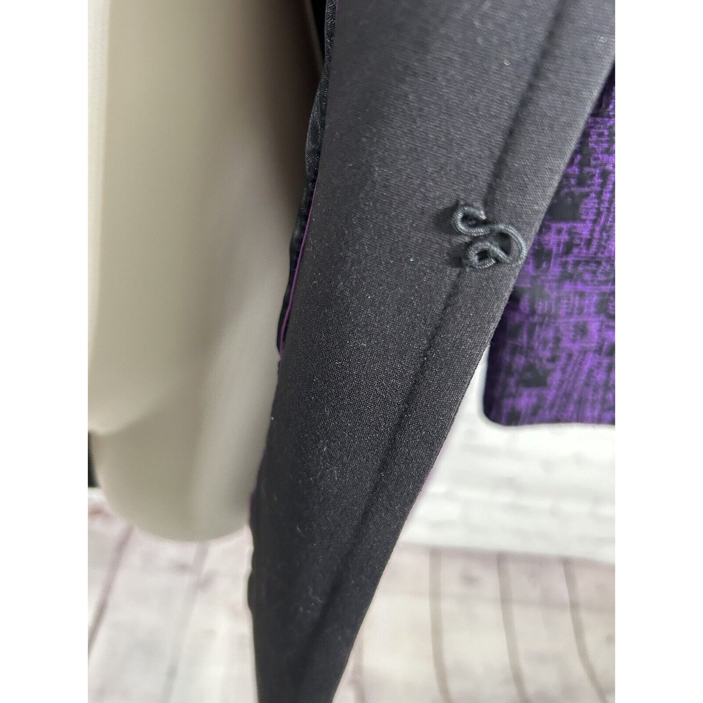 Mary Kay By Twin Hill Purple Black Zip/ Inner Pockets Long Zip Sleeve Blazer 10P