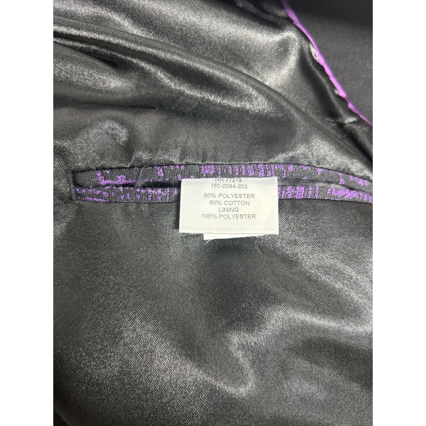 Mary Kay By Twin Hill Purple Black Zip/ Inner Pockets Long Zip Sleeve Blazer 10P