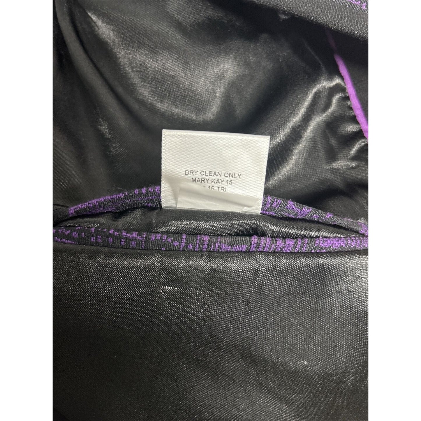 Mary Kay By Twin Hill Purple Black Zip/ Inner Pockets Long Zip Sleeve Blazer 10P