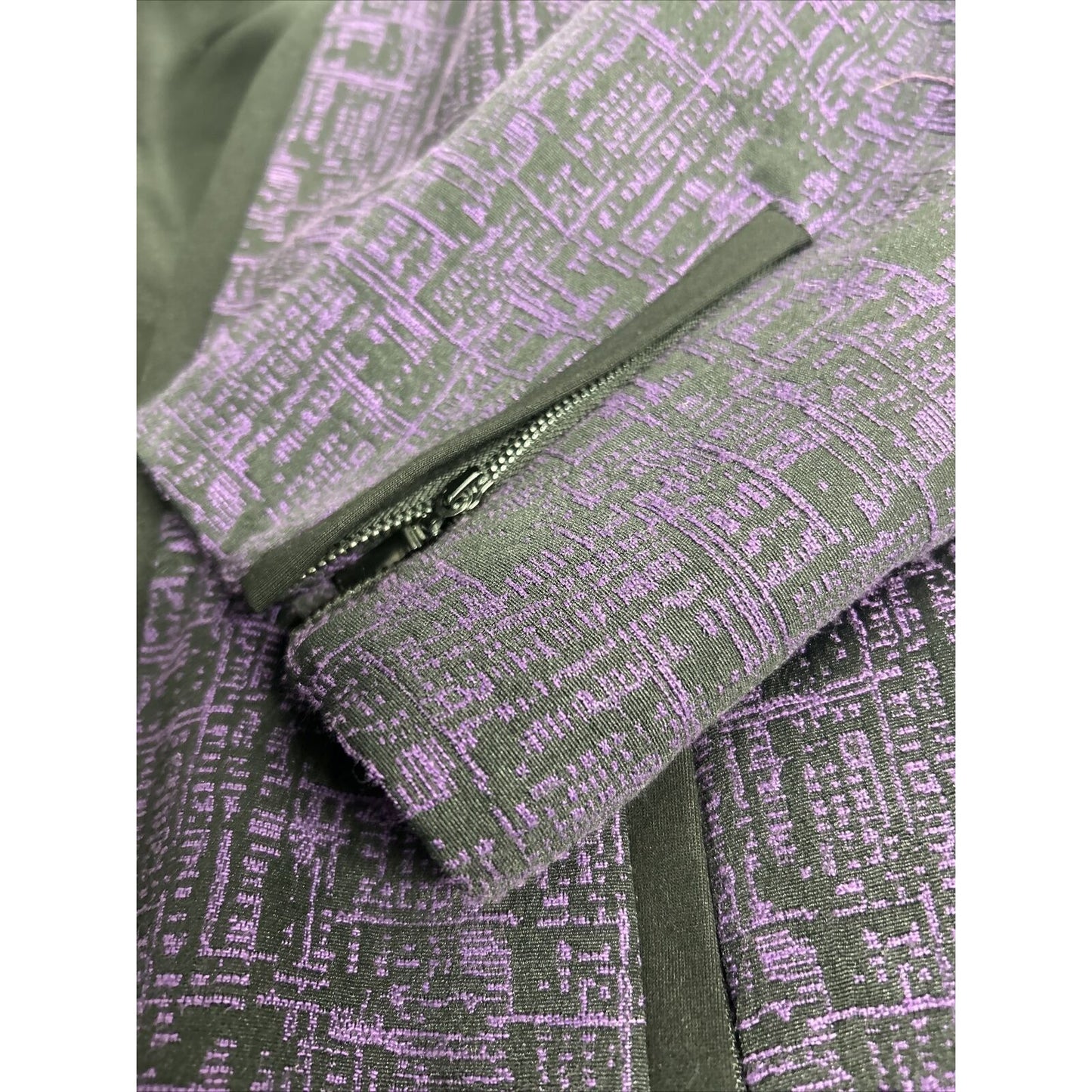 Mary Kay By Twin Hill Purple Black Zip/ Inner Pockets Long Zip Sleeve Blazer 10P