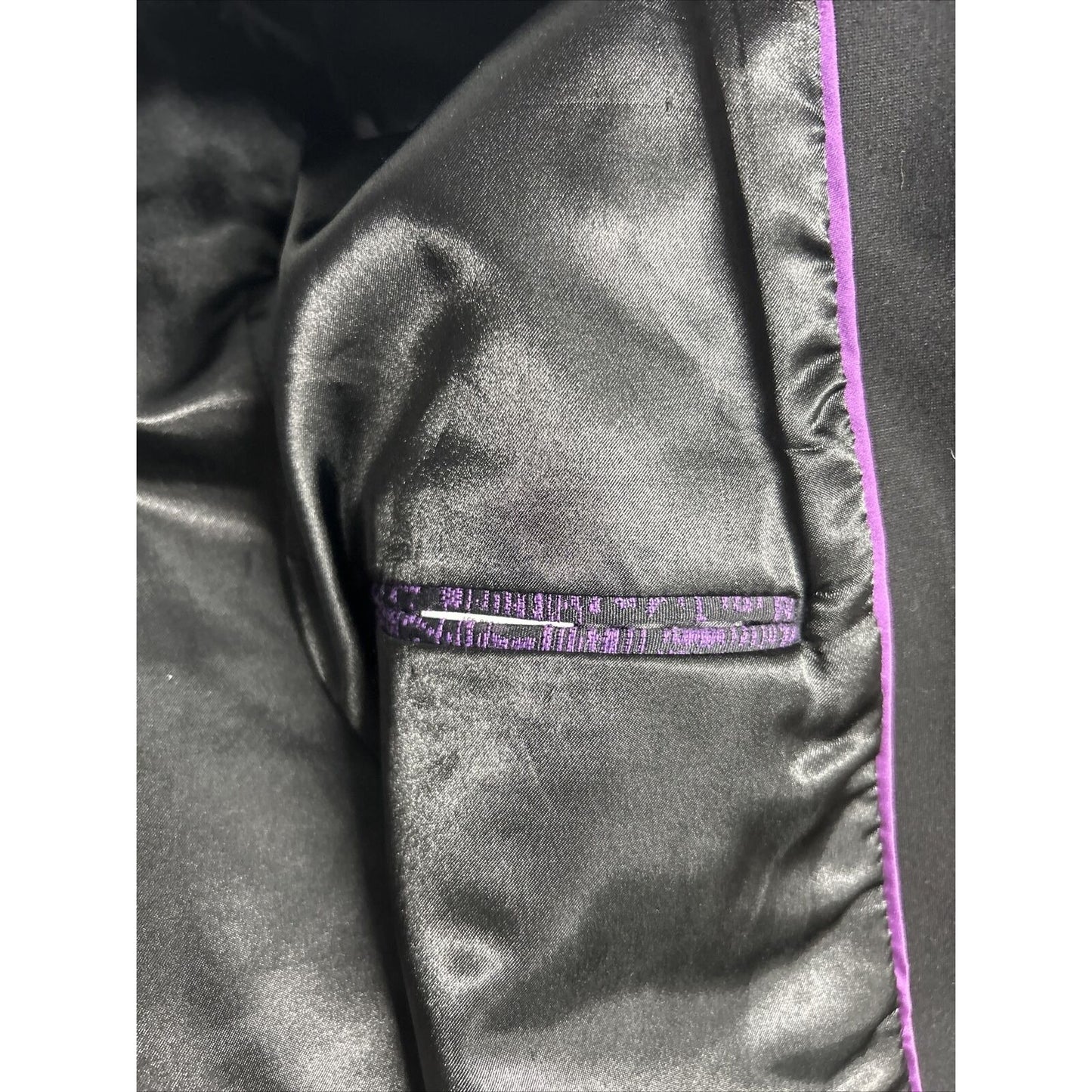 Mary Kay By Twin Hill Purple Black Zip/ Inner Pockets Long Zip Sleeve Blazer 10P