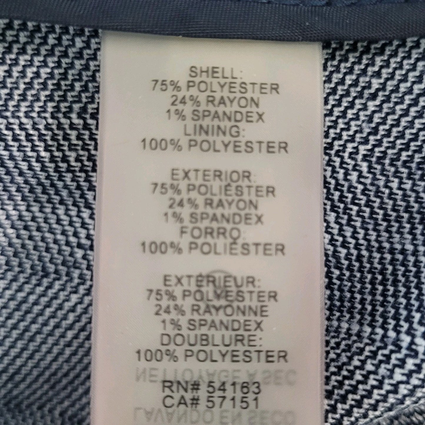 Tommy Hilfiger Blue Herringbone 1 Button Notch Vented Blazer Jacket Size 10