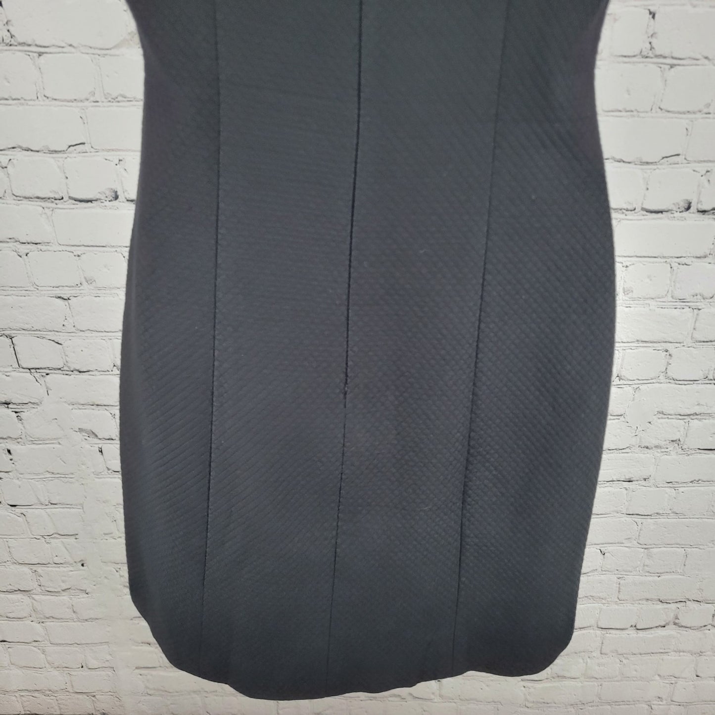 Kenar Black Quilted Cotton Collared V Neck Lined Sheath Dress USA Made Size 4