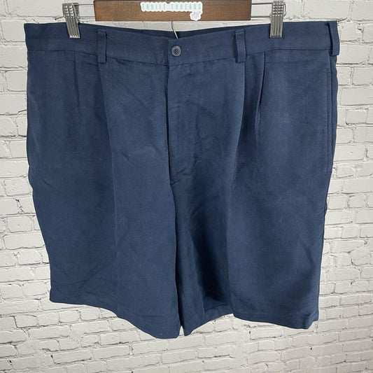 Pebble Beach Blue Soft Pleated Golf Lightweight Chino Shorts Size 38 (37x9)