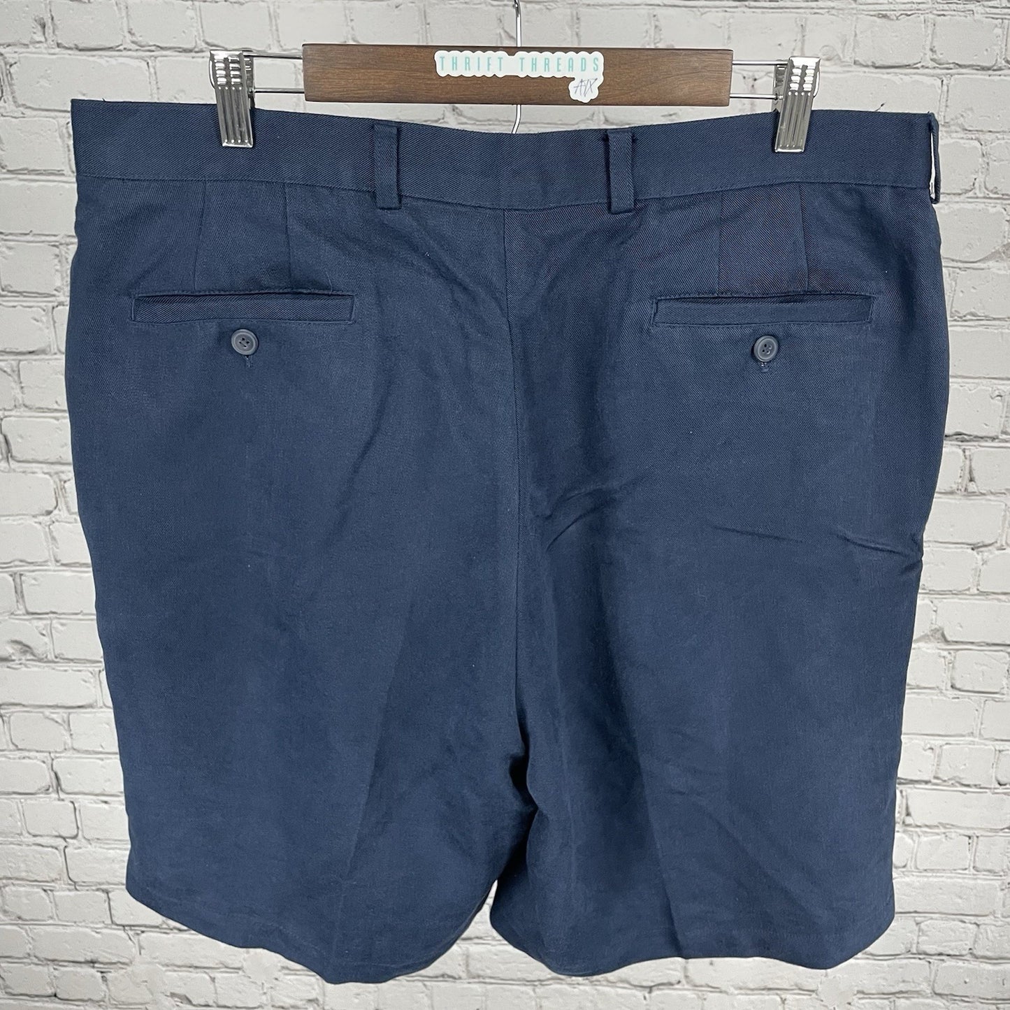 Pebble Beach Blue Soft Pleated Golf Lightweight Chino Shorts Size 38 (37x9)