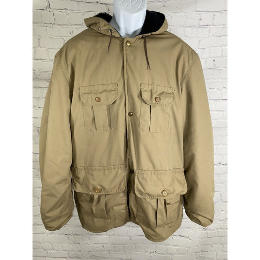 VTG Red Head Hunting Insulated Sherpa Lined Hooded Full Zip Snap Up Jacket XL