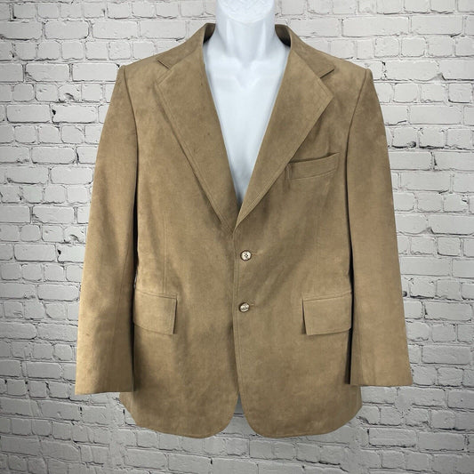 M K Loo Brown Suede Like Handmade Custom Tailor 2 Button Blazer Jacket Size 38
