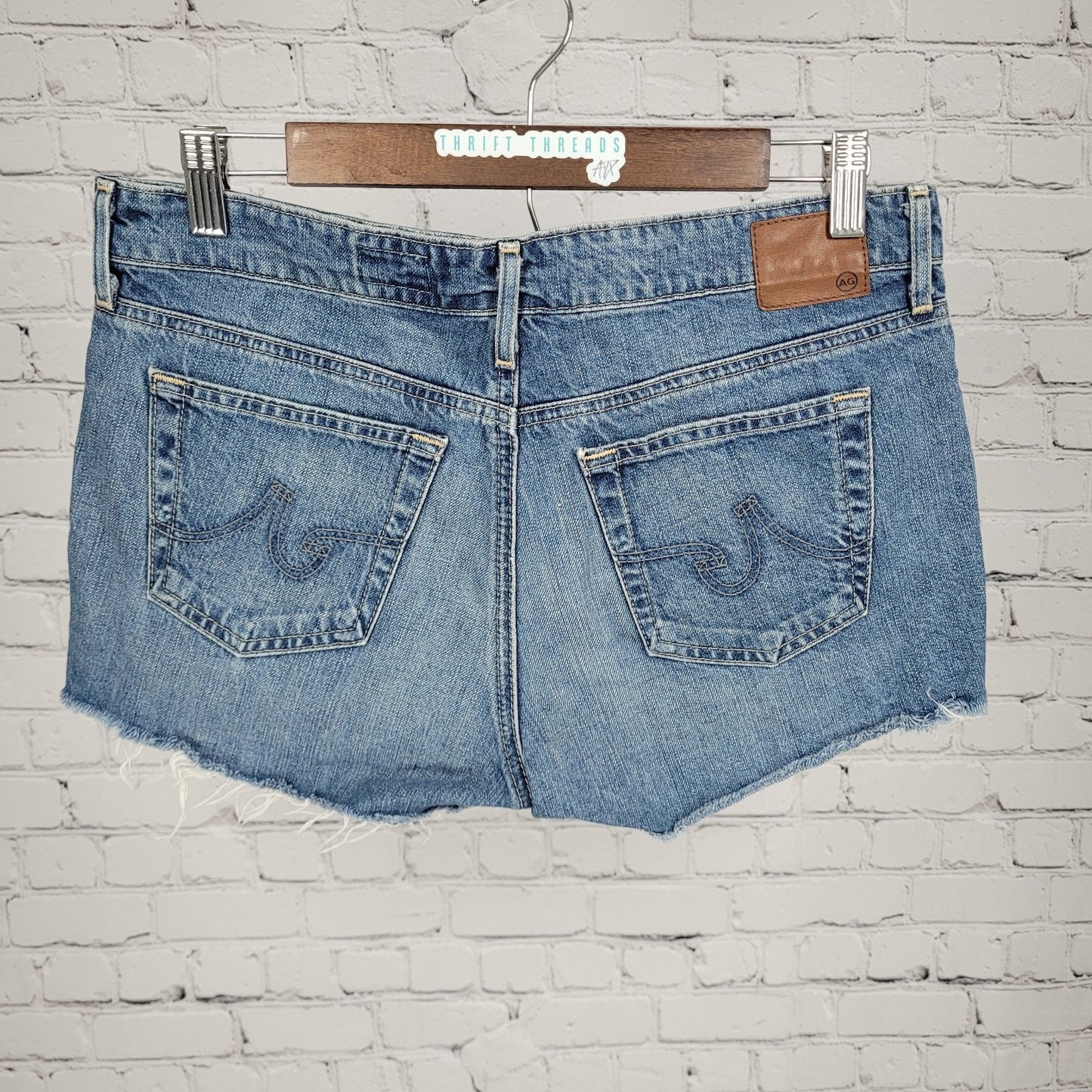 AG Adriano Goldshmied Blue The Bonnie Relaxed Denim Jean Cut Off Shorts Size 32