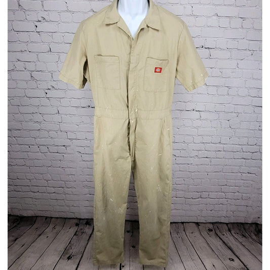 Dickies Beige Khaki Lightweight Painter Workwear Short Sleeve Coveralls 40R