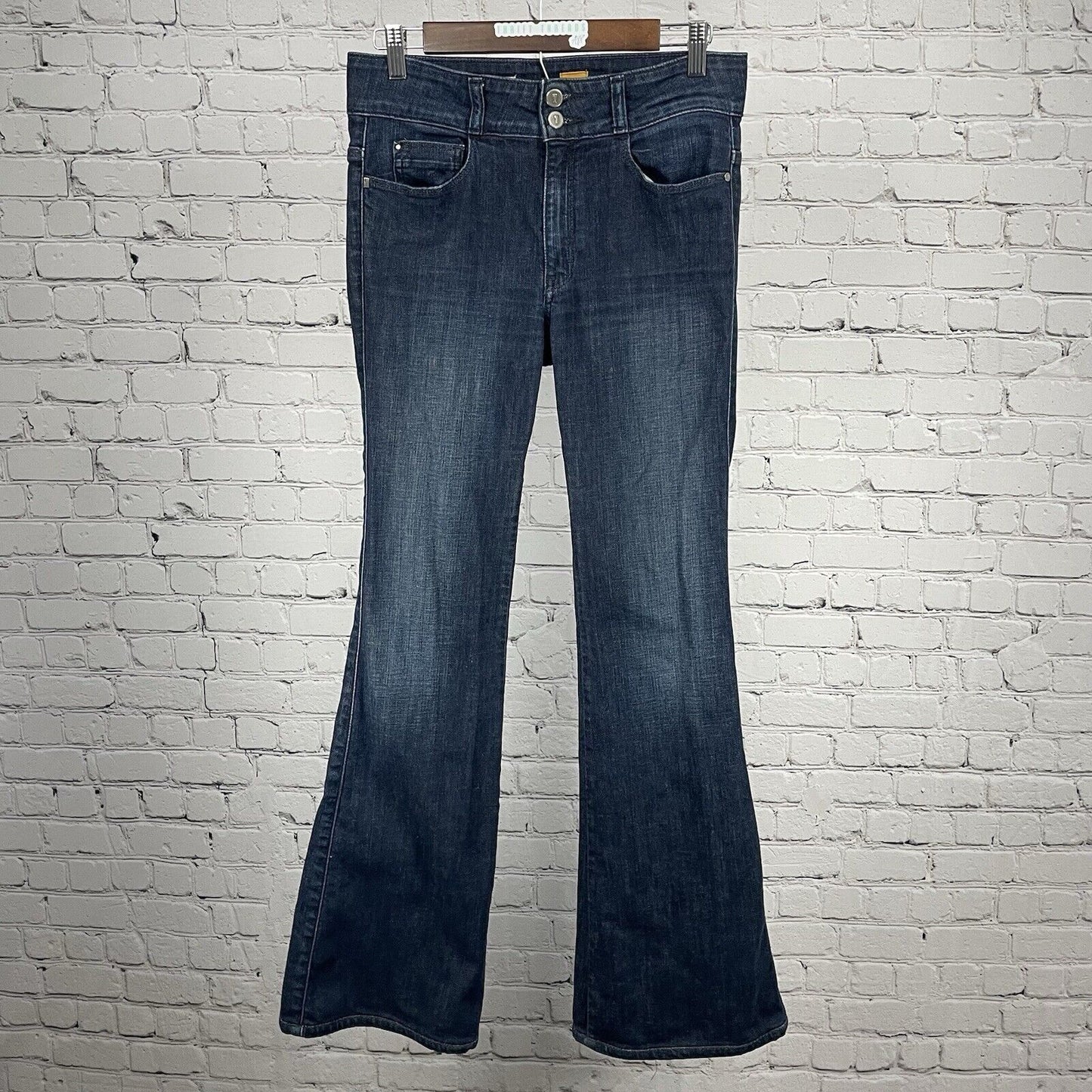 Pilcro & The Letterpress Blue Denim Jeans Flare Med Rise Stretch Size 28 (28x32)
