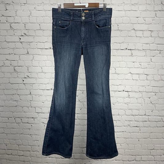 Pilcro & The Letterpress Blue Denim Jeans Flare Med Rise Stretch Size 28 (28x32)