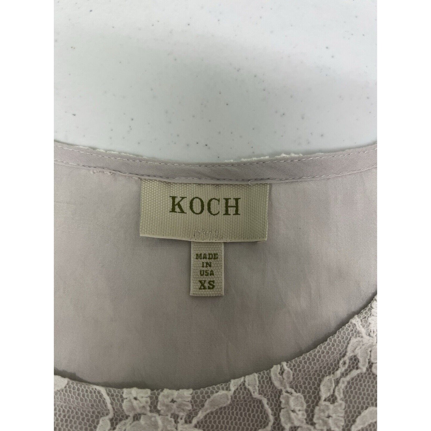 Koch Anthropologie White Grey Lace Short Sleeve Blouse Top USA Women’s XS
