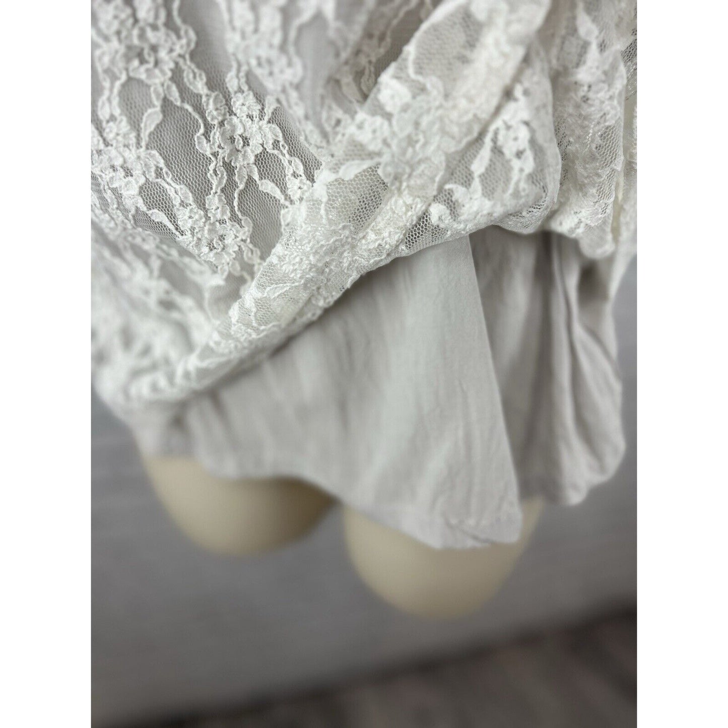 Koch Anthropologie White Grey Lace Short Sleeve Blouse Top USA Women’s XS