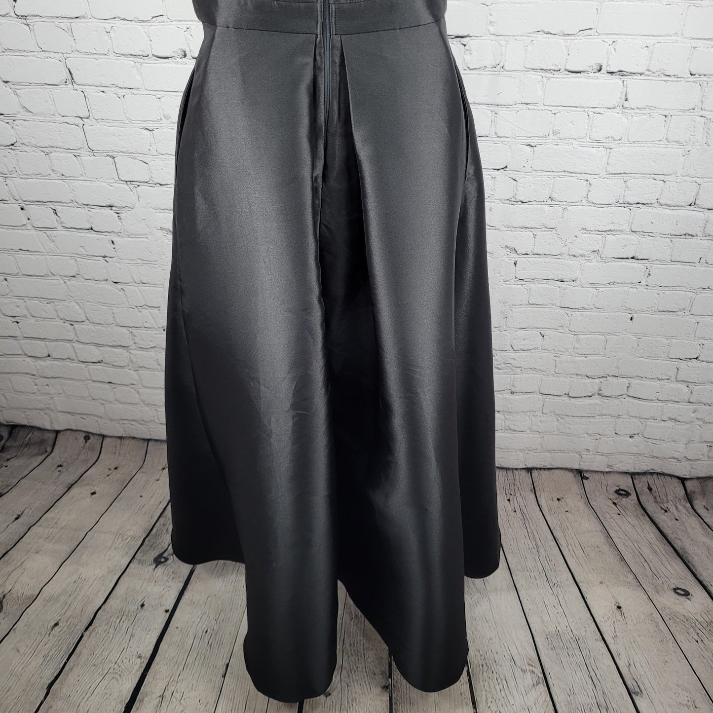 Lulus Black Satin High Neck Strappy High Low A-Line Flowy Cocktail Dress Gown XS