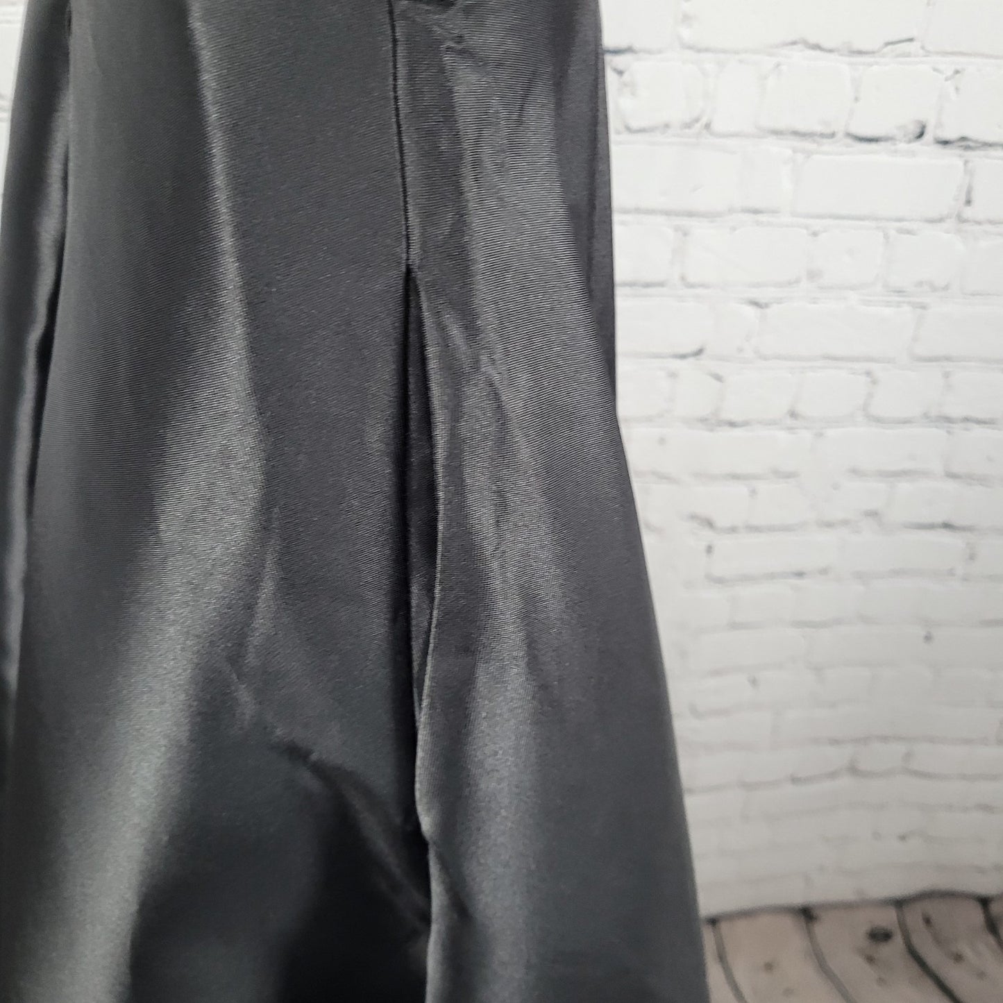 Lulus Black Satin High Neck Strappy High Low A-Line Flowy Cocktail Dress Gown XS
