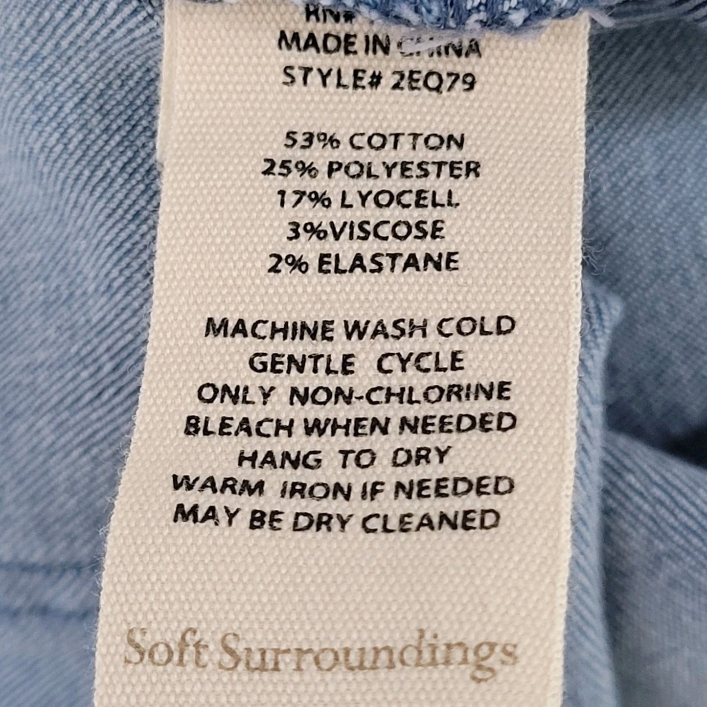 Soft Surroundings Blue Pull On Elastic Waist Stretch Jeans Size Small (28x30.5)