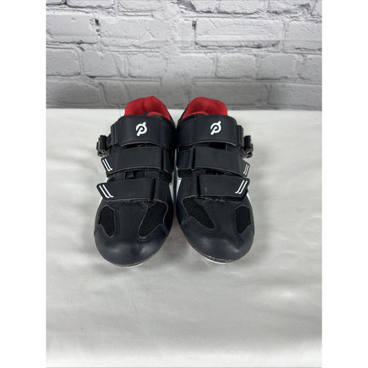 Peloton Bike Shoes Women's 8 Men's 6 Riding Cycling Cleats Black Red EU Size 39