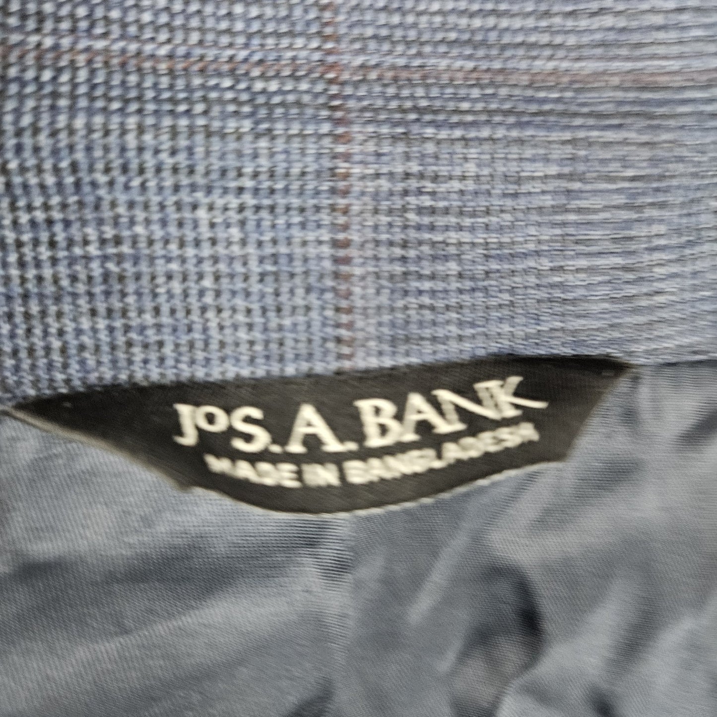 Jos A Bank Blue 100% Wool Windowpane 2 Button Vented Notch Blazer Sport Coat 46R