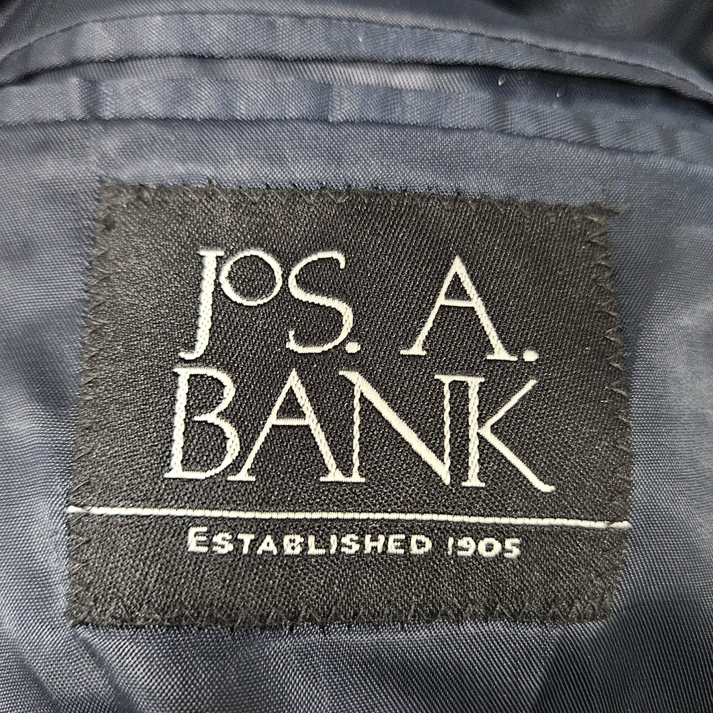Jos A Bank Blue 100% Wool Windowpane 2 Button Vented Notch Blazer Sport Coat 46R