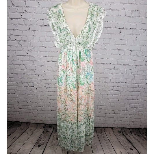 House Of Harlow 1960 Multicolor Floral Lightweight Empire Waist Sun Dress Small